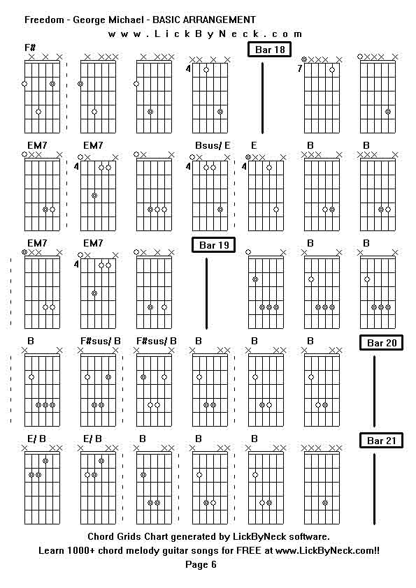 Chord Grids Chart of chord melody fingerstyle guitar song-Freedom - George Michael - BASIC ARRANGEMENT,generated by LickByNeck software.